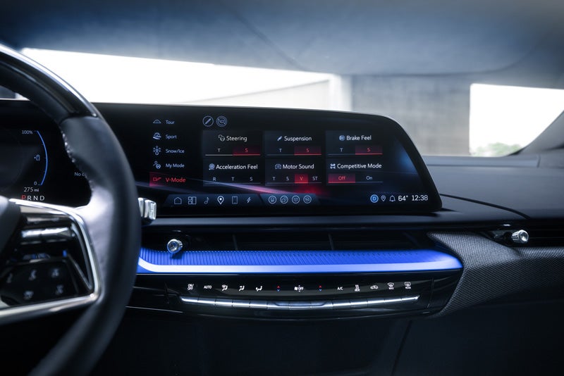 The 2026 OPTIQ-V Display Screen Displaying the V-Mode Settings | Dublin Cadillac in Dublin CA