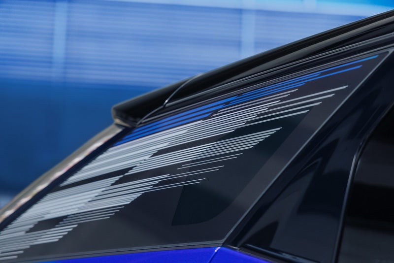 Close-up of the Modern Pattern on the 2026 OPTIQ-V Rear Quarter Glass | Dublin Cadillac in Dublin CA
